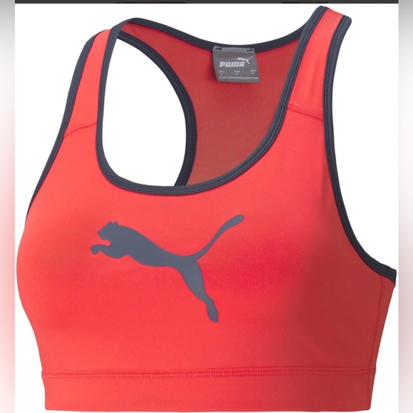 Puma Medium Impact 4Keeps Coral Sports Bra - Picture 1 of 5